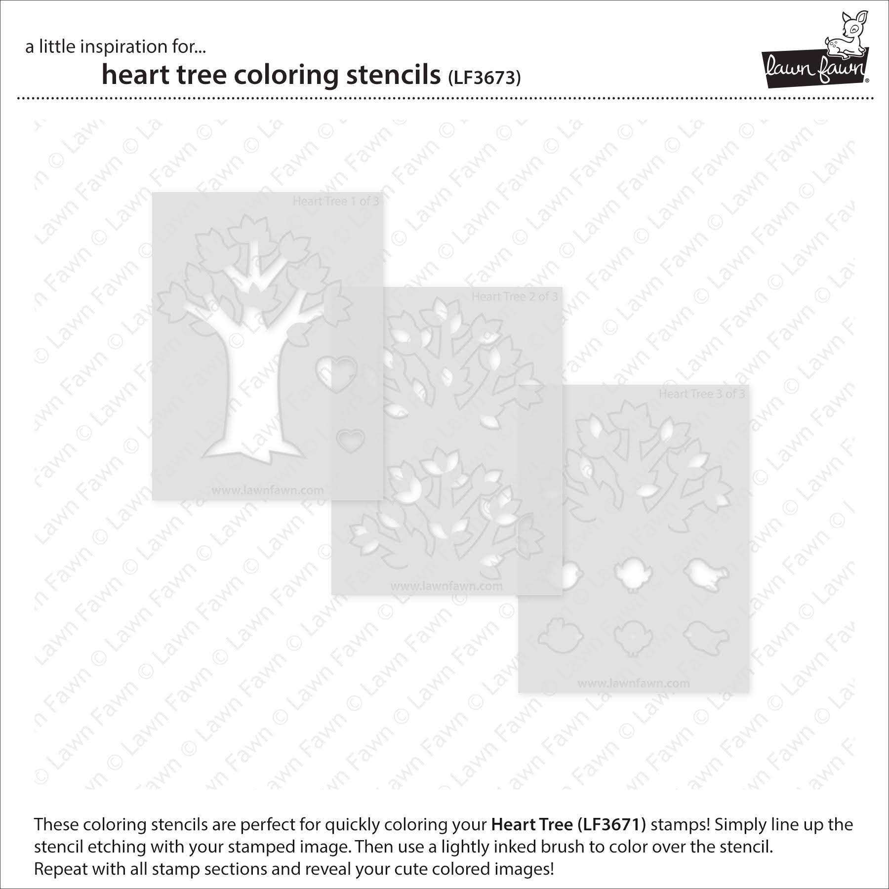 Lawn Fawn Heart Tree Coloring Stencils lf3673 individual stencils