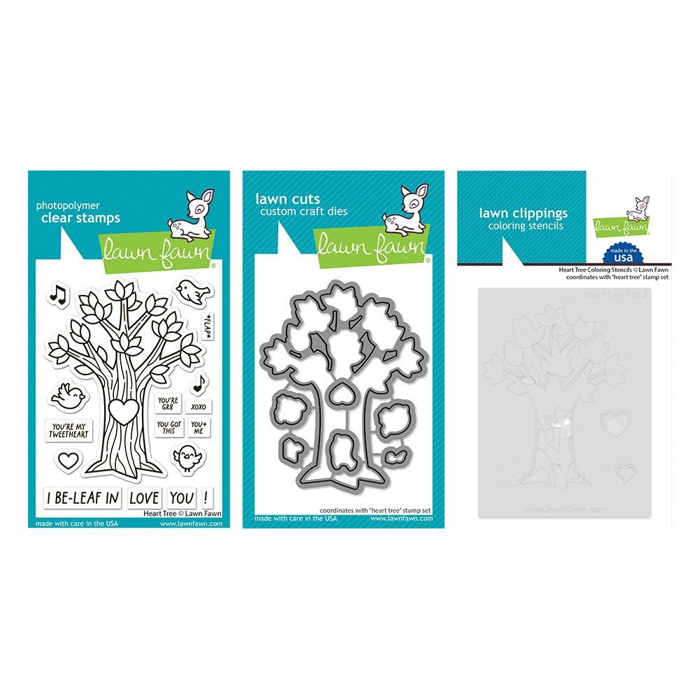 Lawn Fawn Heart Tree Stamps Dies and Coloring Stencils