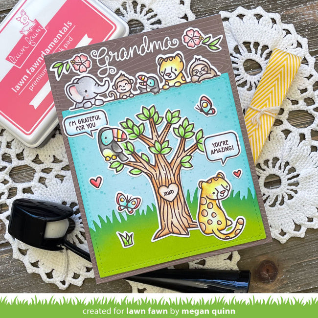 Lawn Fawn Heart Tree Stamps Dies and Coloring Stencils grateful