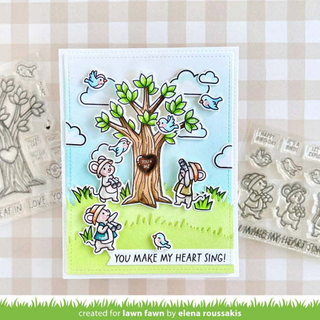 Lawn Fawn Heart Tree Stamps Dies and Coloring Stencils heart sing