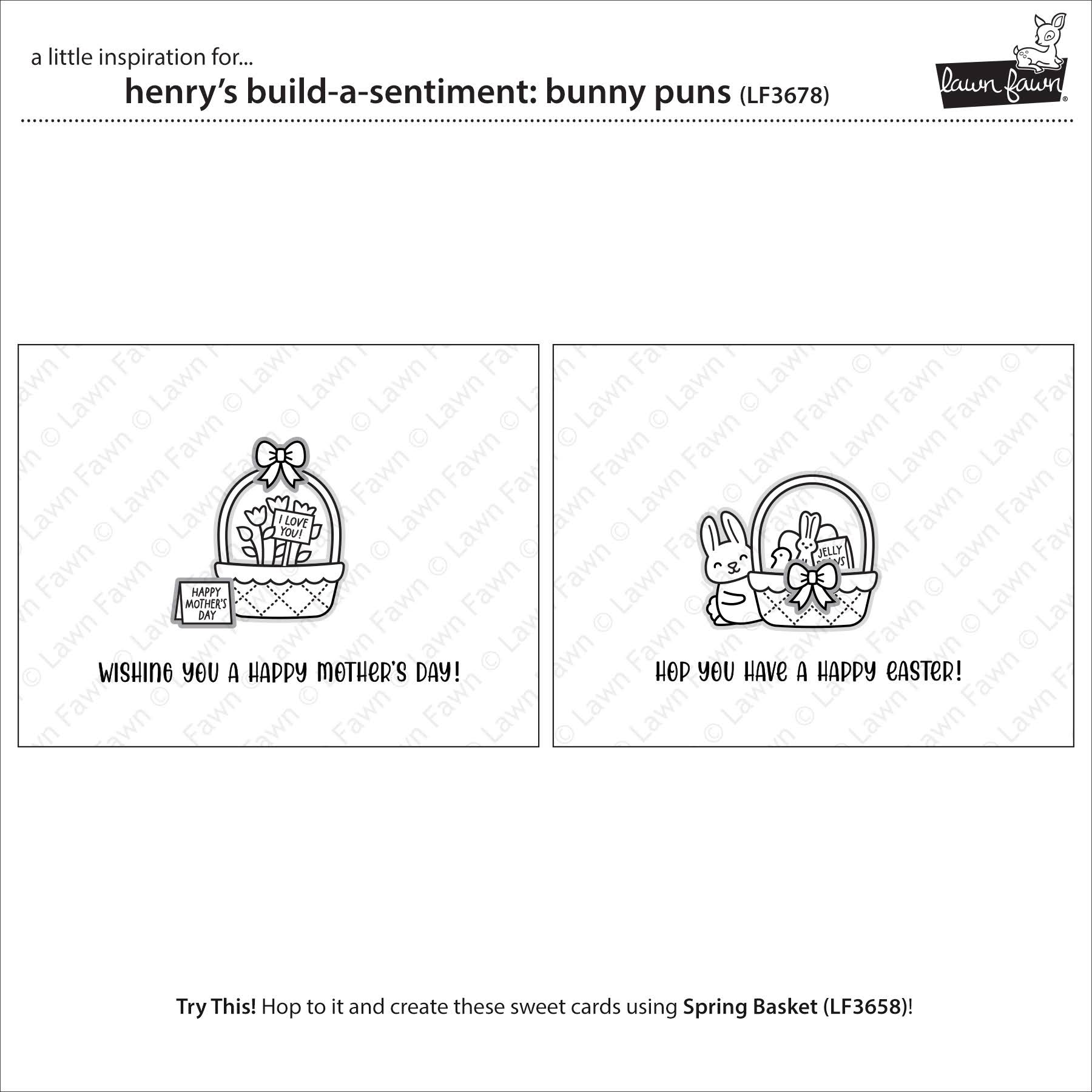 Lawn Fawn Henry's Build-A-Sentiment: Bunny Puns Stamps lf3678 Easter