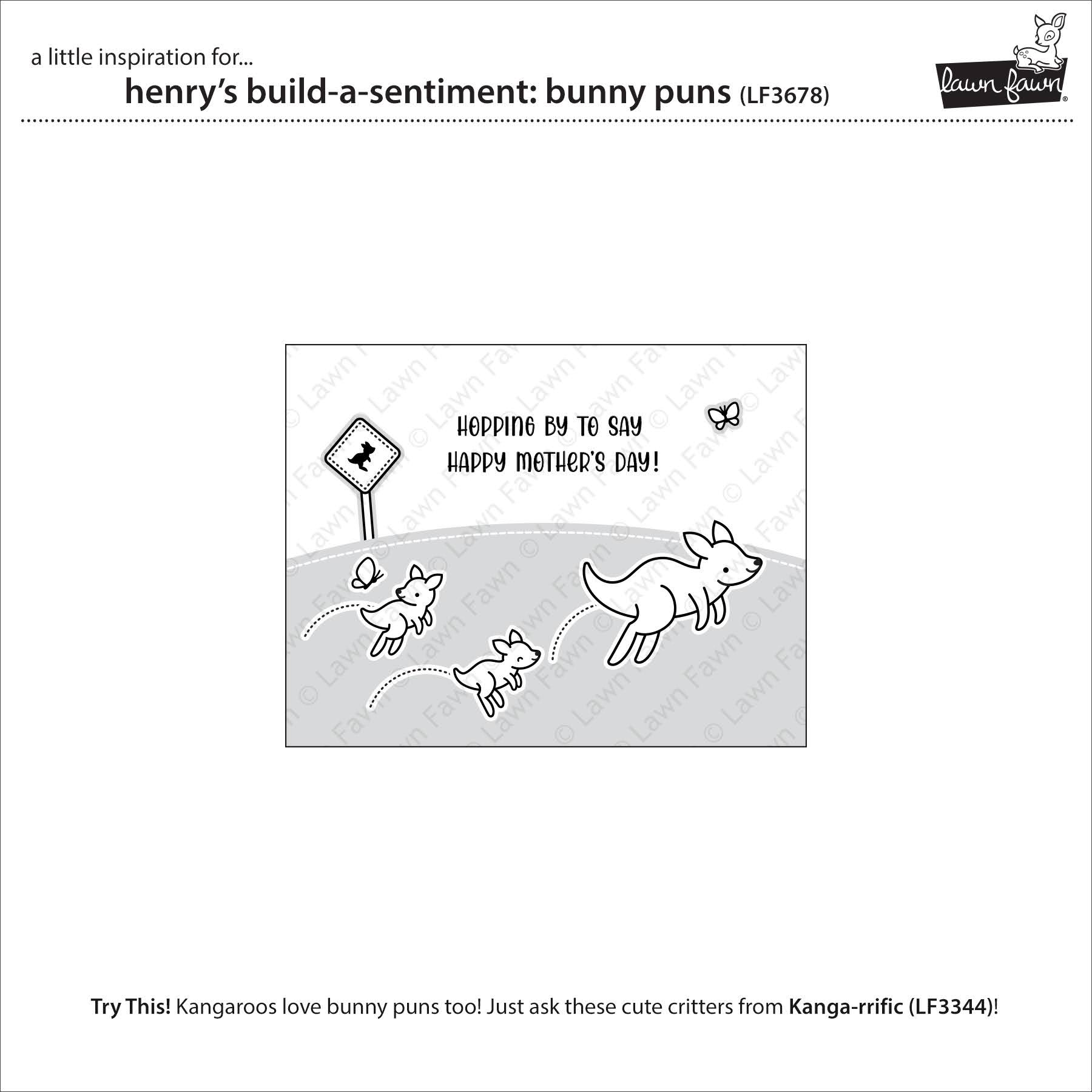 Lawn Fawn Henry's Build-A-Sentiment: Bunny Puns Stamps lf3678 Hopping By
