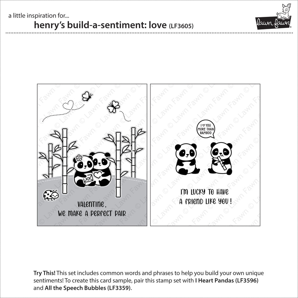 Lawn Fawn Henry's Build-A-Sentiment: Love Stamps lf3605 inspiration