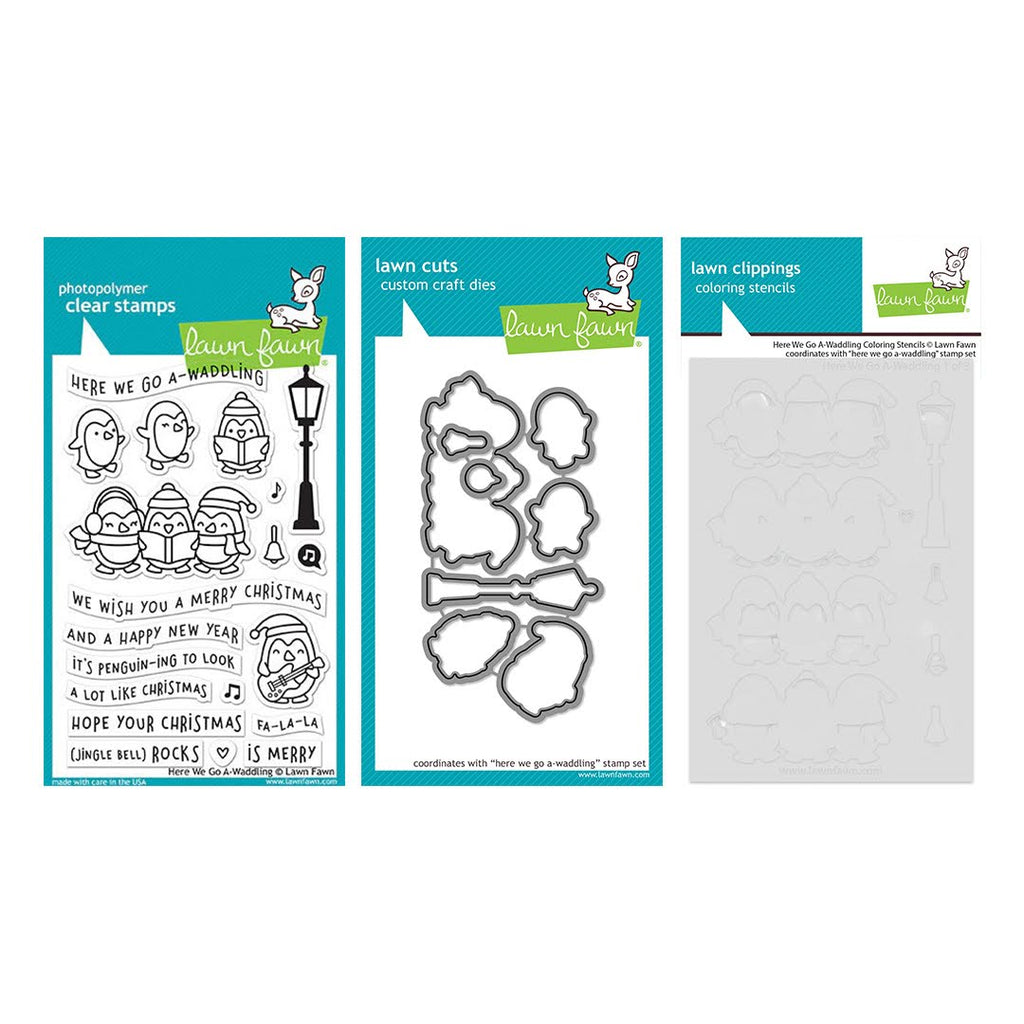 Lawn Fawn Here We Go A-Waddling Stamps Dies and Coloring Stencils