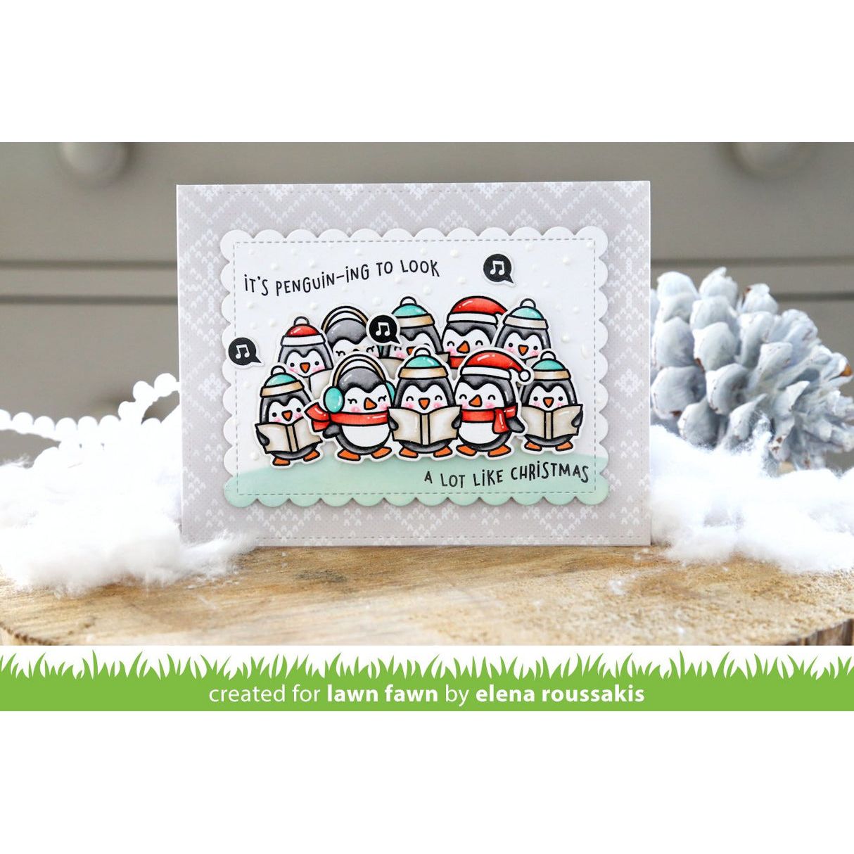 Lawn Fawn Here We Go A-Waddling Stamps Dies and Coloring Stencils christmas