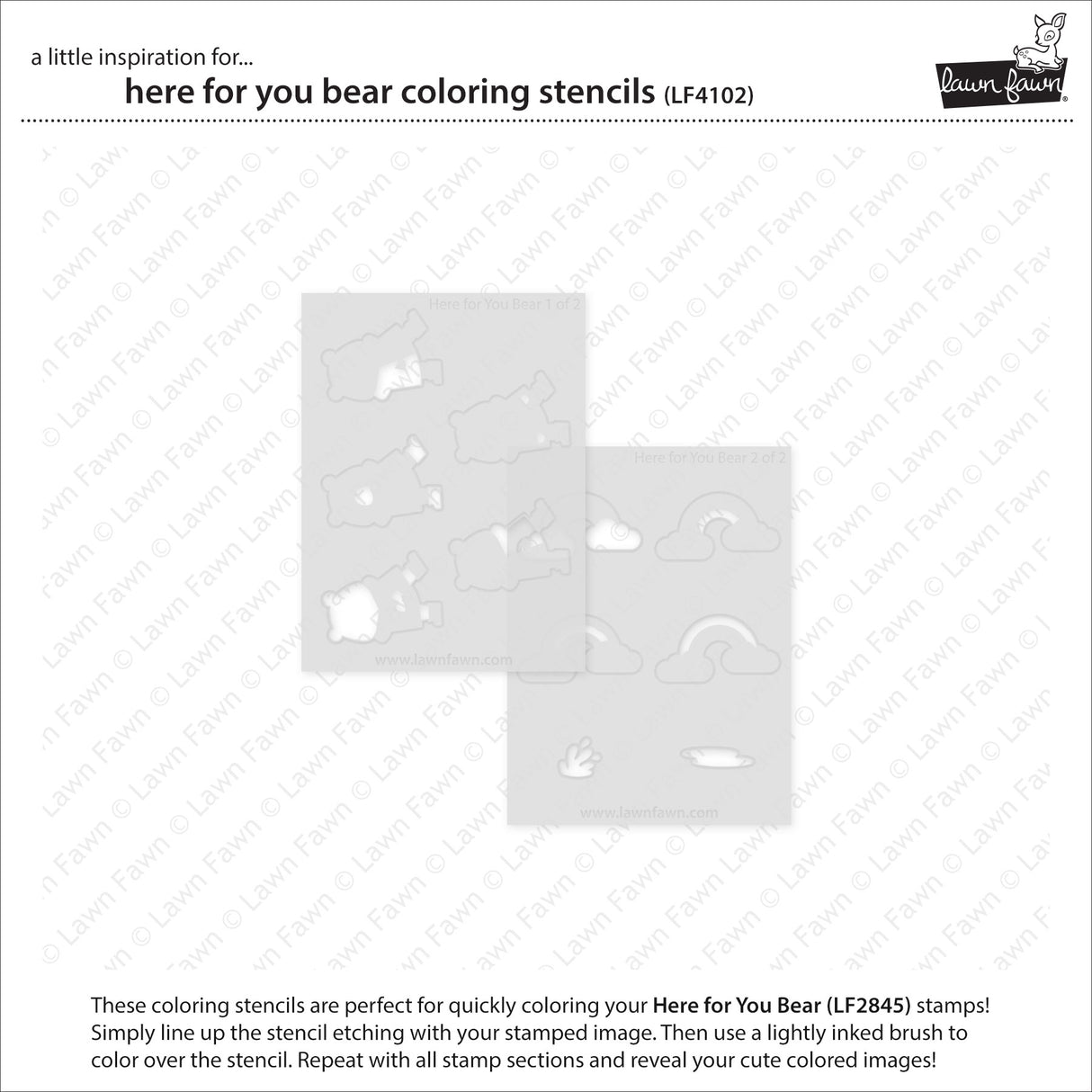 Lawn Fawn Here for You Bear Coloring Stencils lf4102 each stencil