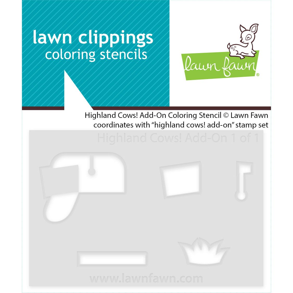 Lawn Fawn Highland Cows! Add-On Coloring Stencil lf4121