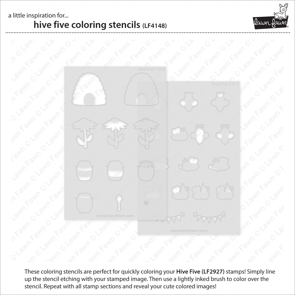 Lawn Fawn Hive Five Coloring Stencils lf4148 individual stencils