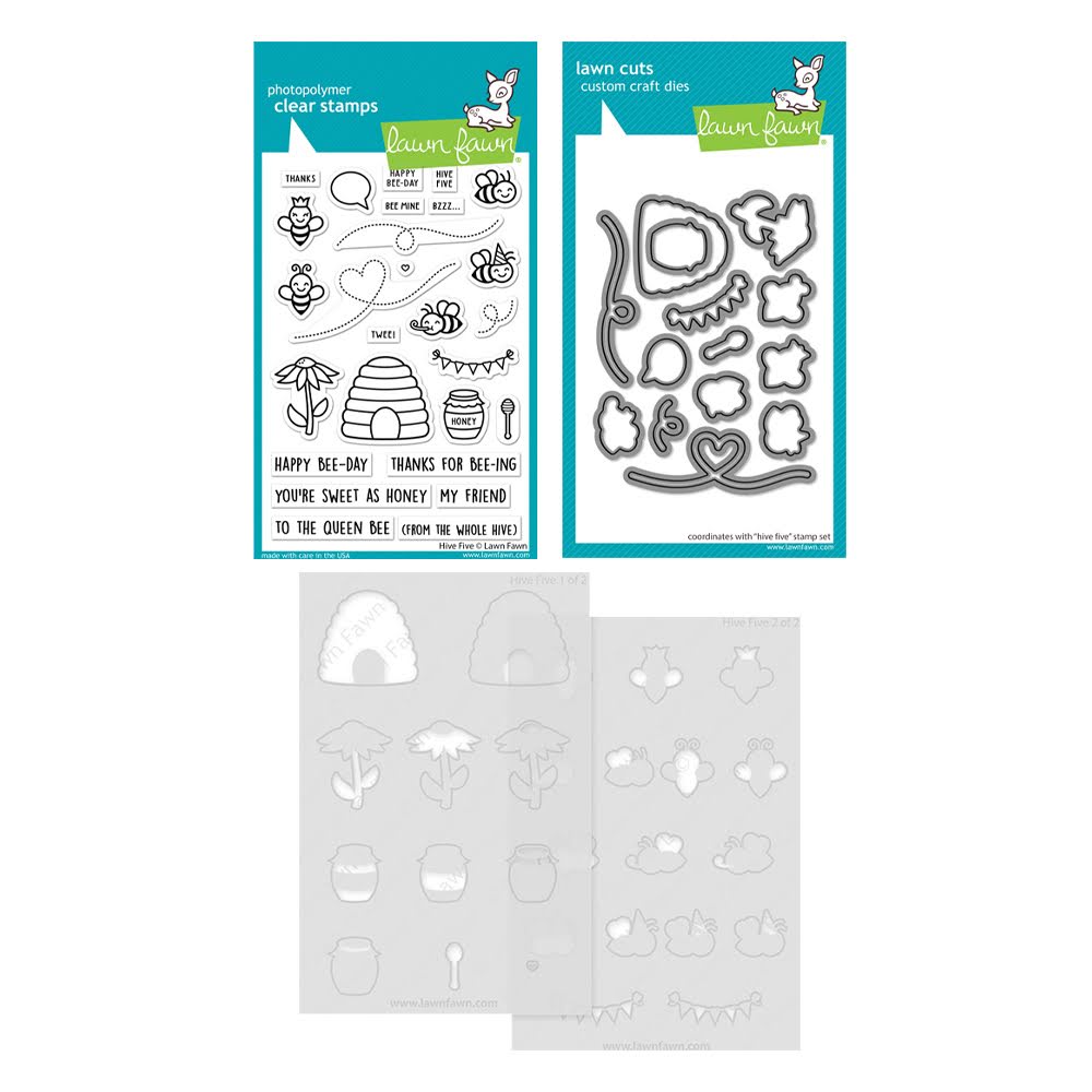 Lawn Fawn Hive Five Stamps Dies and Coloring Stencils