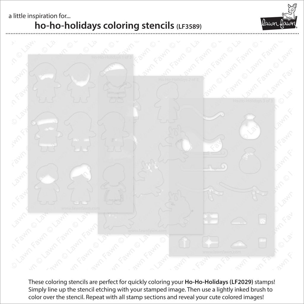 Lawn Fawn Ho-Ho-Holidays Coloring Stencils lf3589 Set