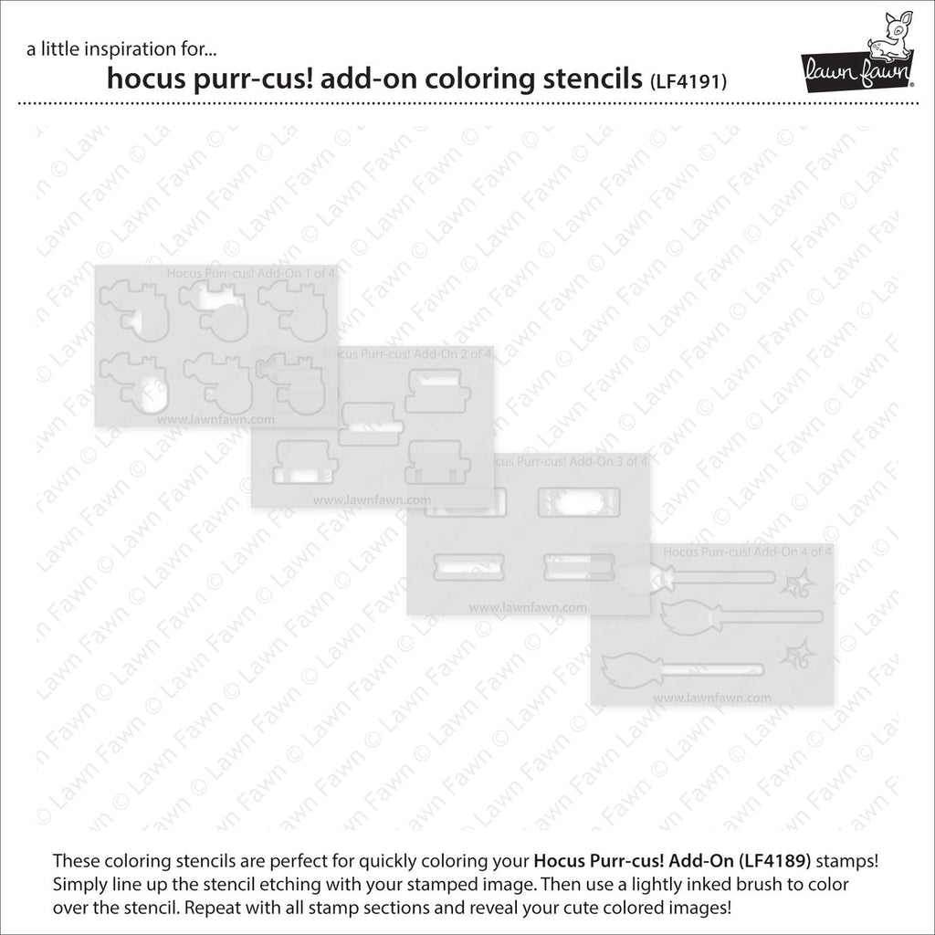 Lawn Fawn Hocus Purr-cus! Add-On Coloring Stencils lf4191 individual stencils