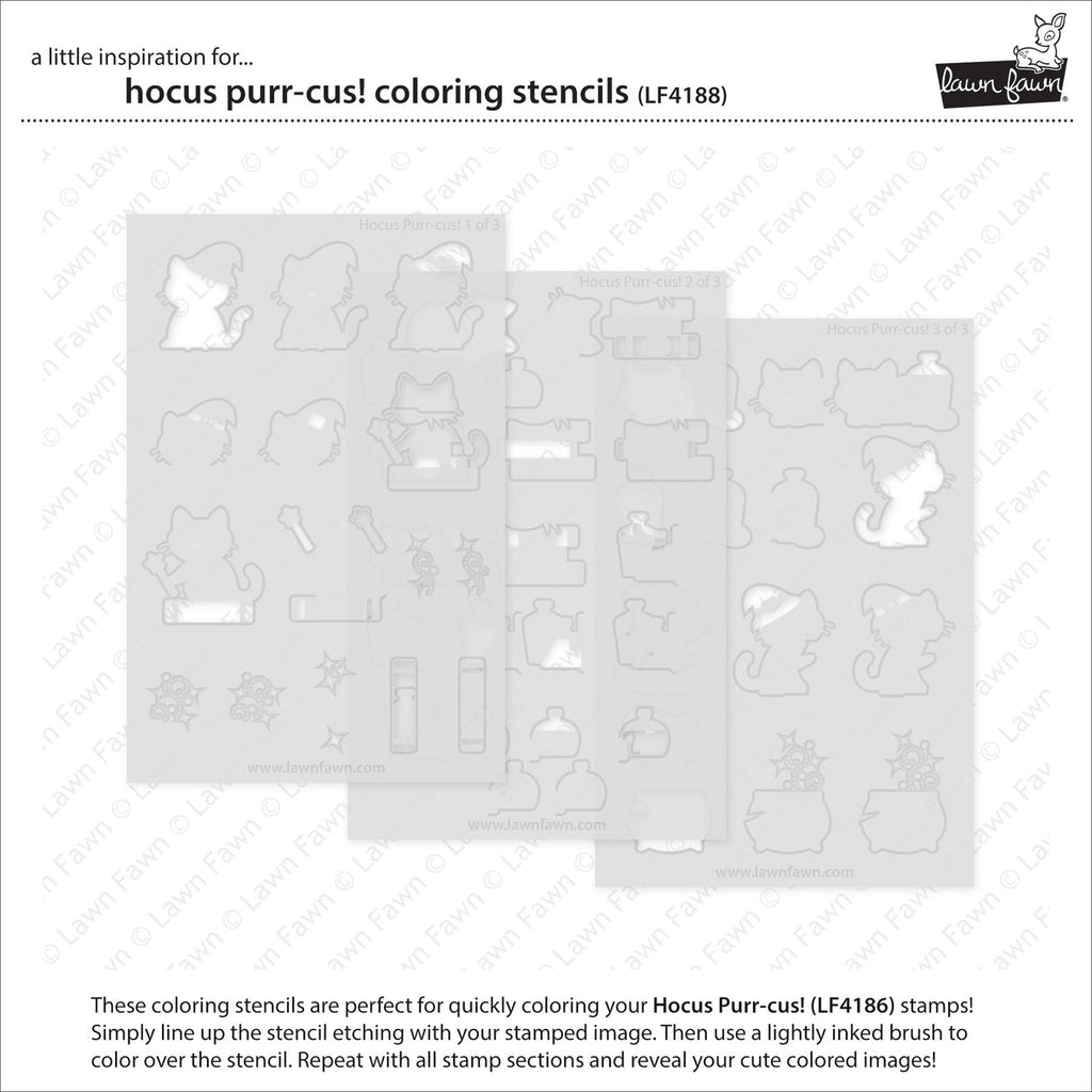 Lawn Fawn Hocus Purr-cus! Coloring Stencils lf4188 individual stencils