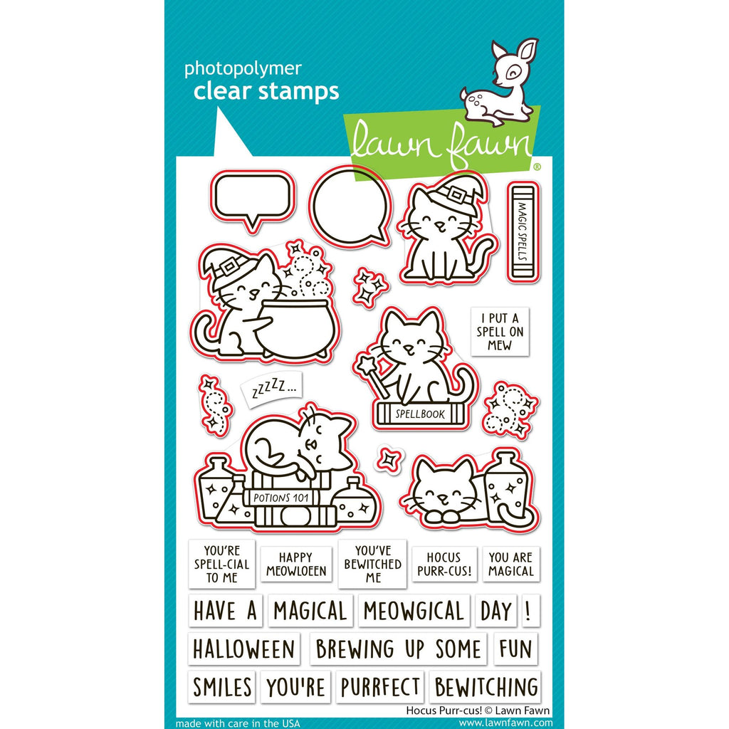 Lawn Fawn Hocus Purr-cus! Dies lf4187 red outline indicates dies