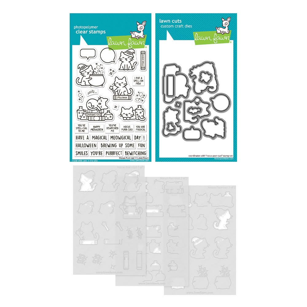 Lawn Fawn Hocus Purr-cus! Stamps Dies and Coloring Stencils