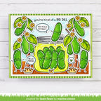 Colorful card with dill pickles and flowers
