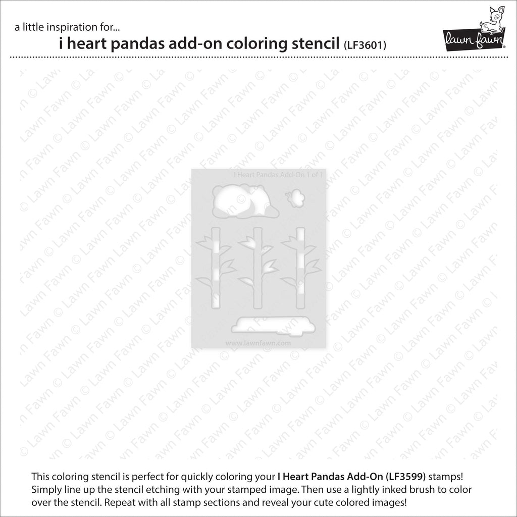 Lawn Fawn I Heart Pandas Add-On Coloring Stencil lf3601 out of packaging