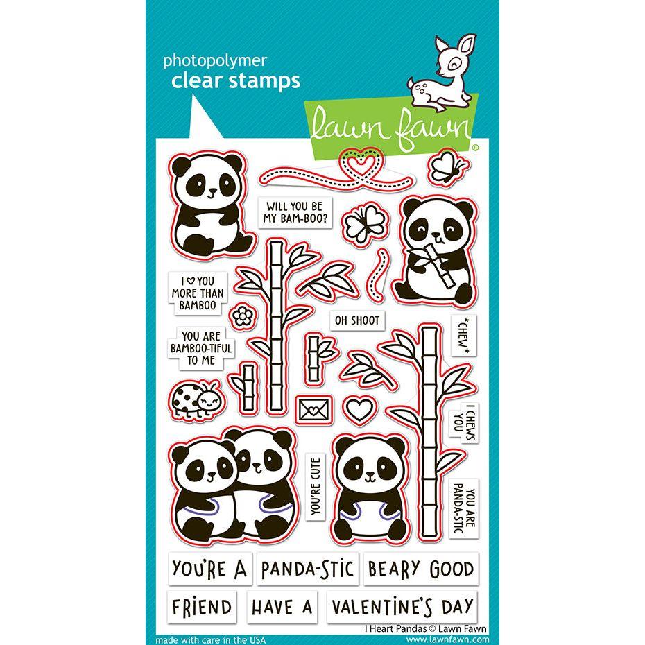 Lawn Fawn I Heart Pandas Dies lf3597 red outline to indicate dies