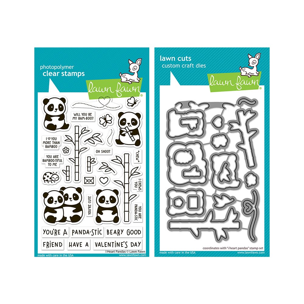 Lawn Fawn I Heart Pandas Stamps and Dies Set