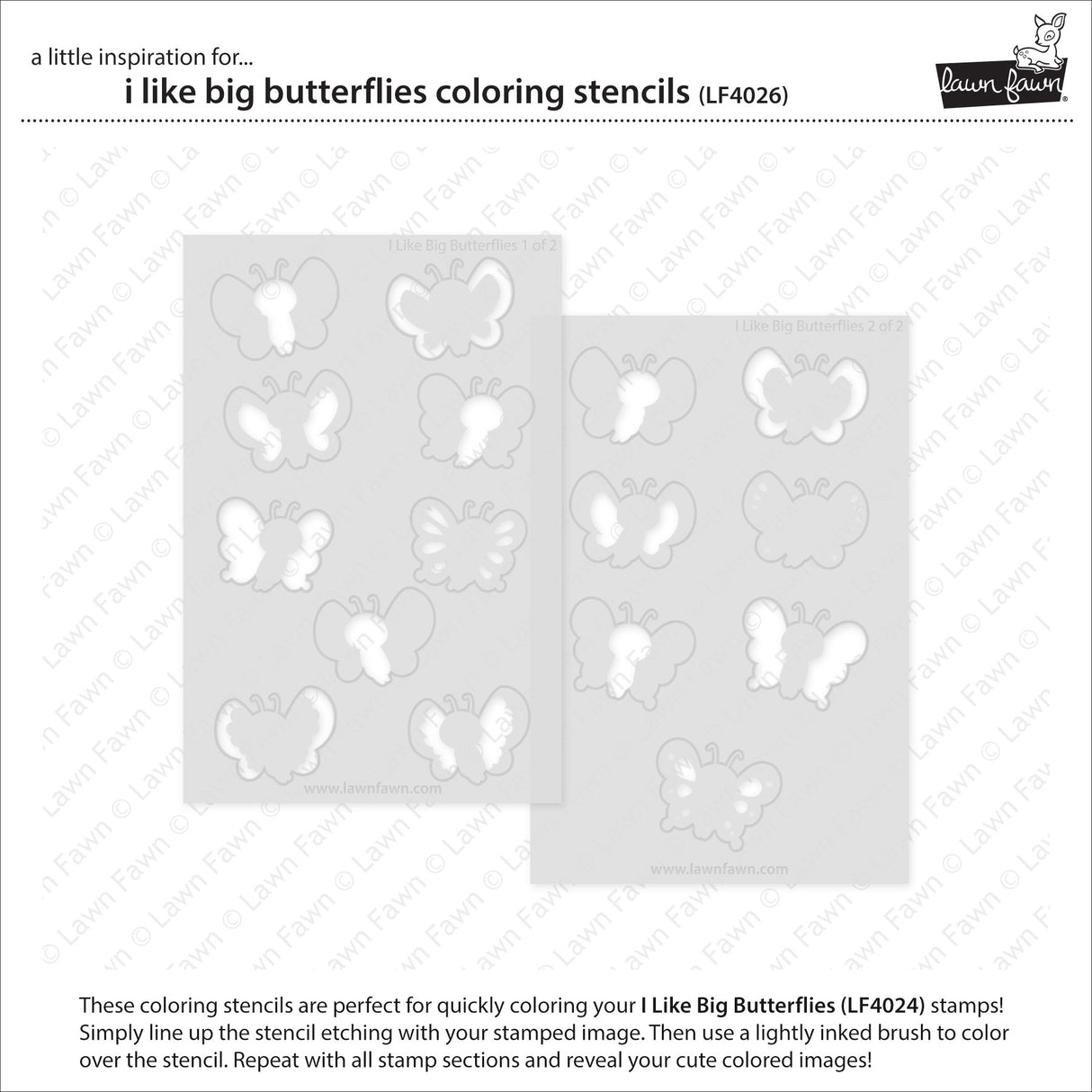 Lawn Fawn I Like Big Butterflies Coloring Stencils lf4026 individuals shown