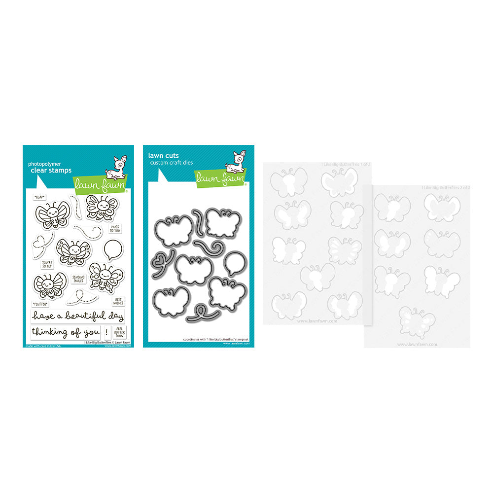 Lawn Fawn I Like Big Butterflies Stamps Dies and Coloring Stencils