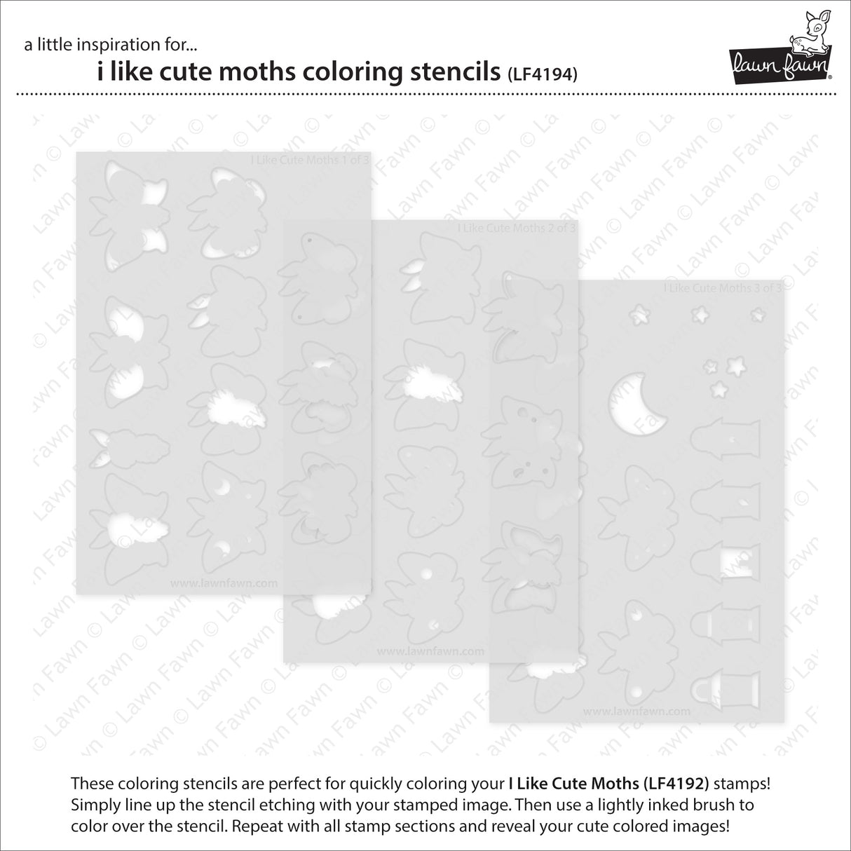 Lawn Fawn I Like Cute Moths Coloring Stencils lf4194 individual stencils