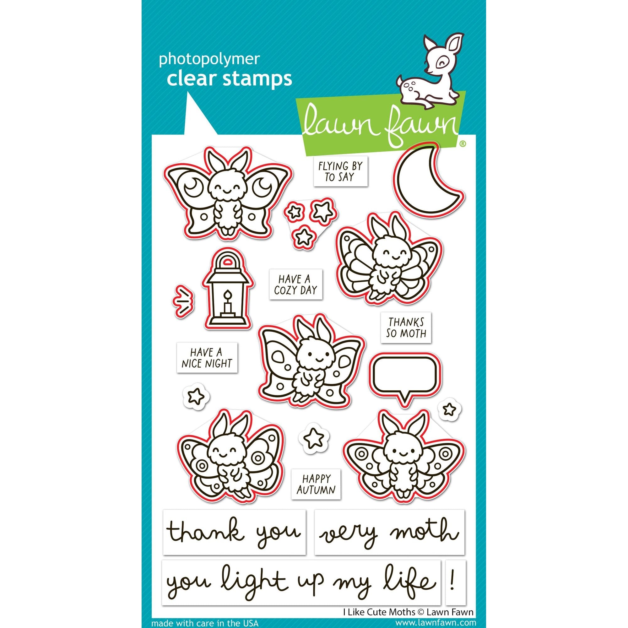 Lawn Fawn I Like Cute Moths Dies lf4193 red lines indicate dies