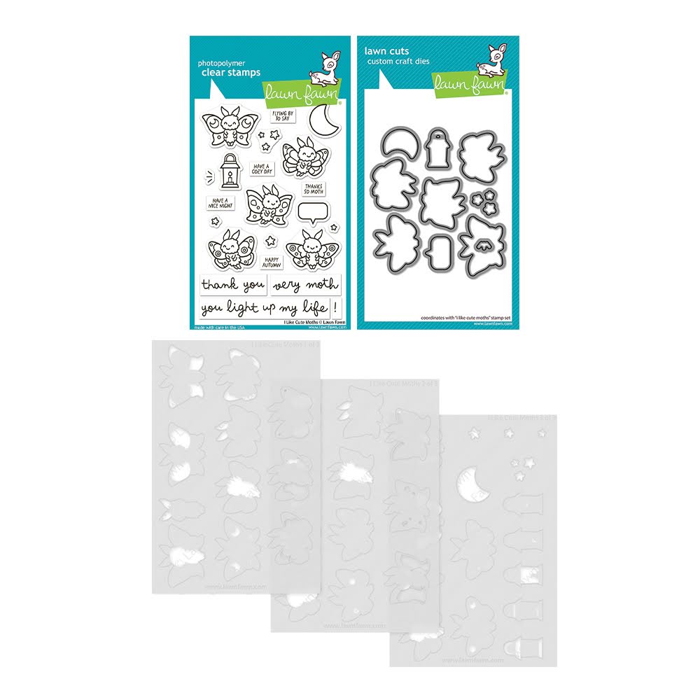 Lawn Fawn I Like Cute Moths Stamps Dies and Coloring Stencils