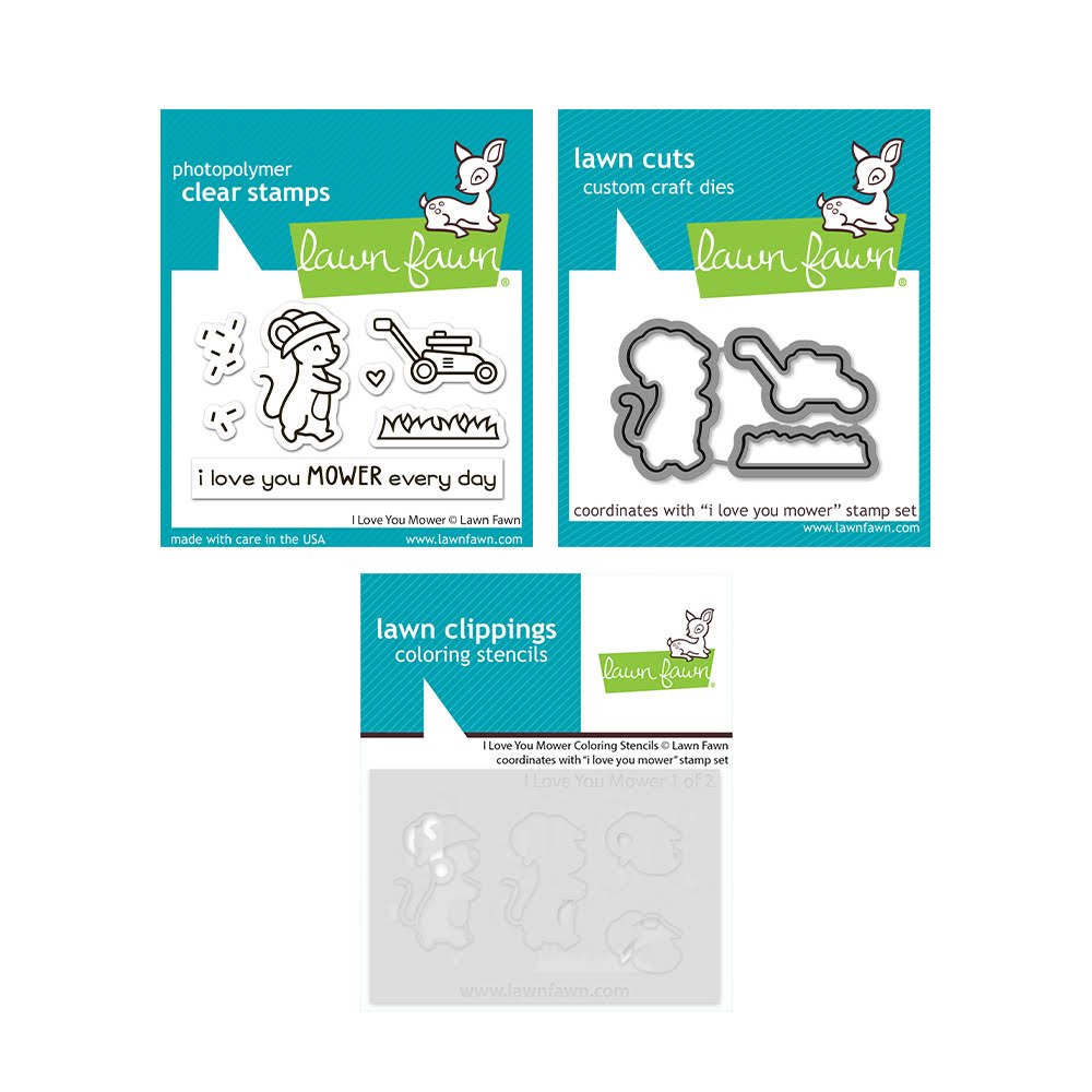 Lawn Fawn I Love You Mower Stamps Dies and Coloring Stencils Set