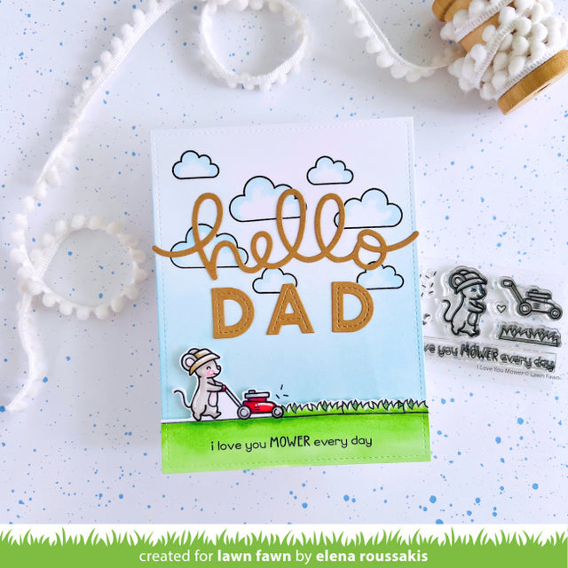 Lawn Fawn I Love You Mower Stamps Dies and Coloring Stencils Set dad