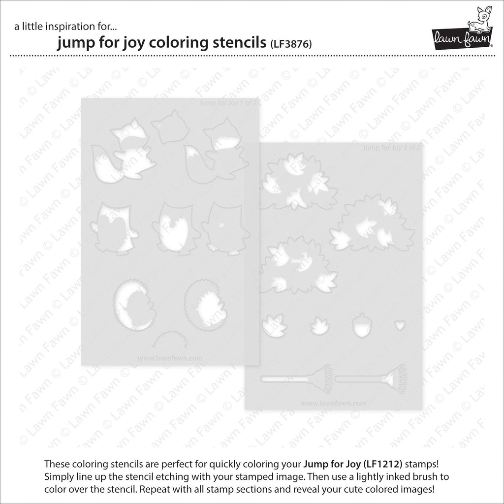 Lawn Fawn Jump for Joy Coloring Stencils lf3876 laid out