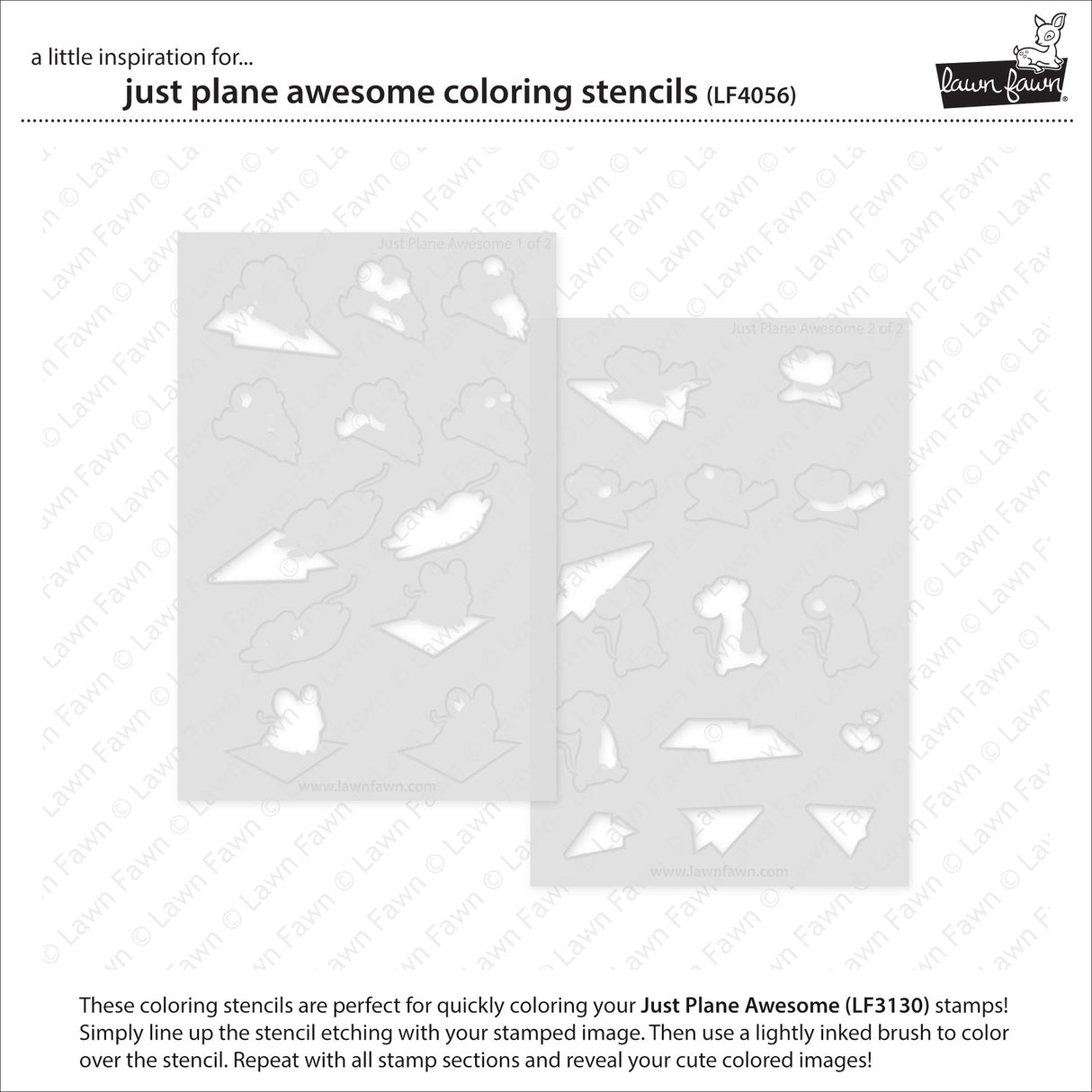 Lawn Fawn Just Plane Awesome Coloring Stencils lf4056 individual stencils pictured