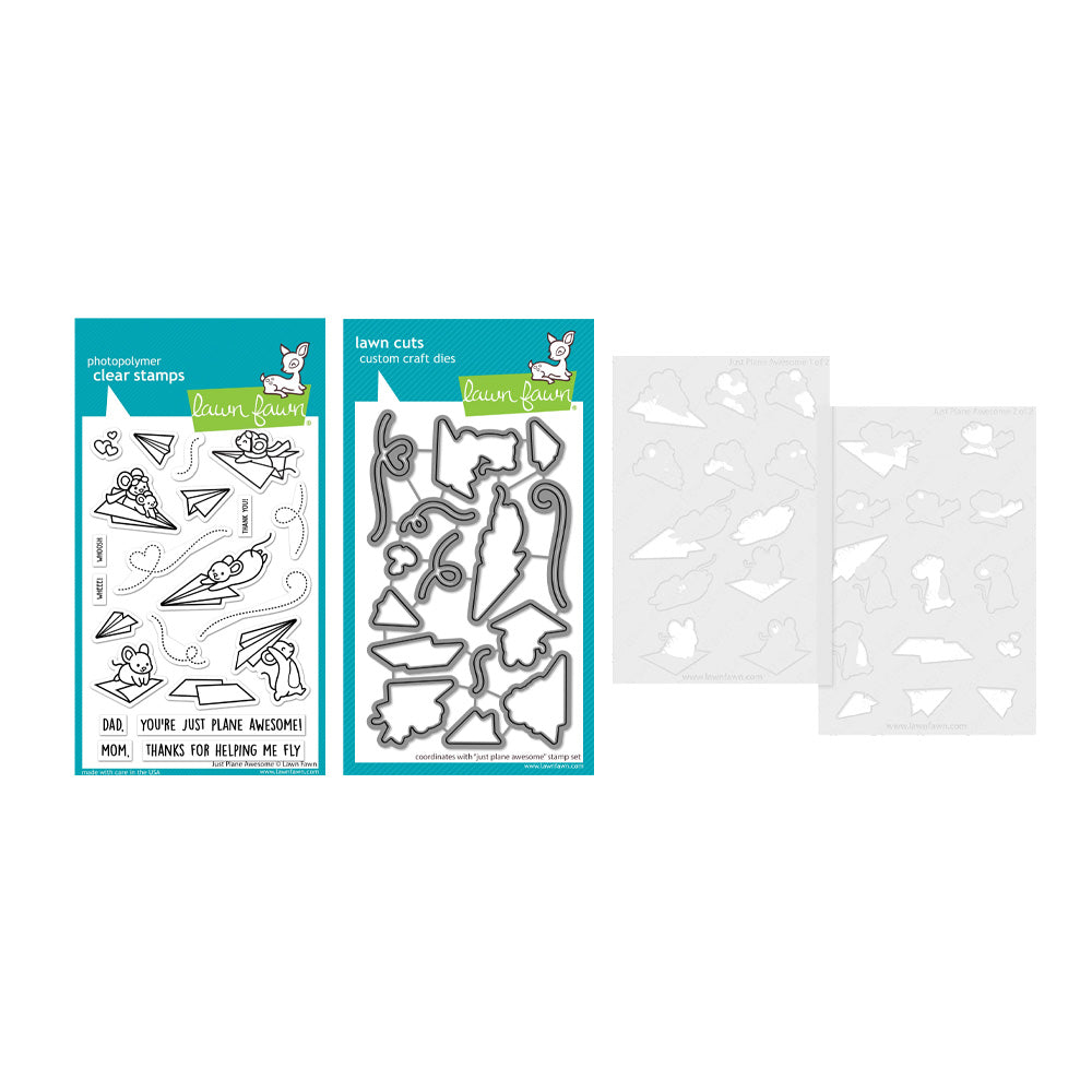Lawn Fawn Just Plane Awesome Stamps Dies and Coloring Stencils