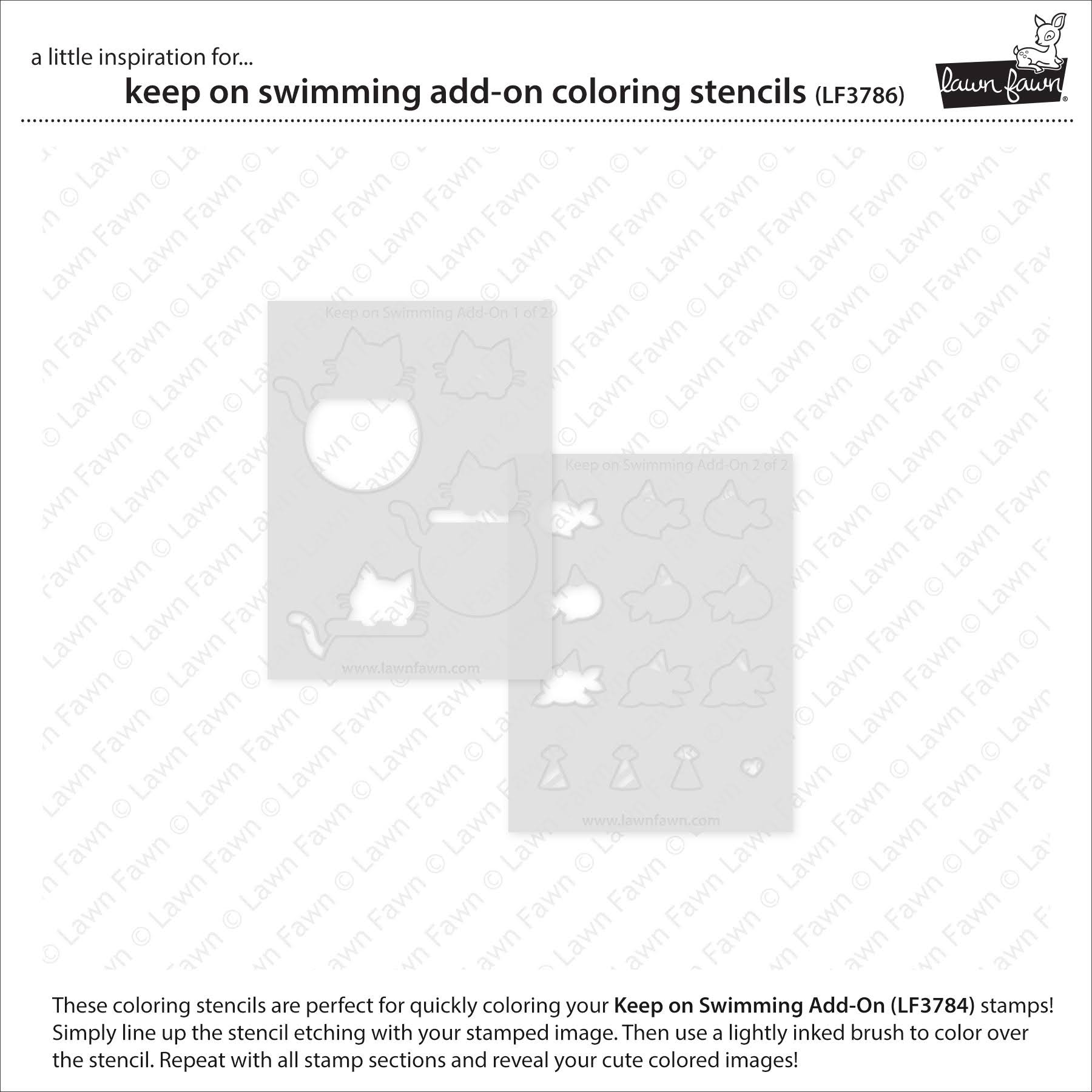 Lawn Fawn Keep on Swimming Add-On Coloring Stencils lf3786 set of 2