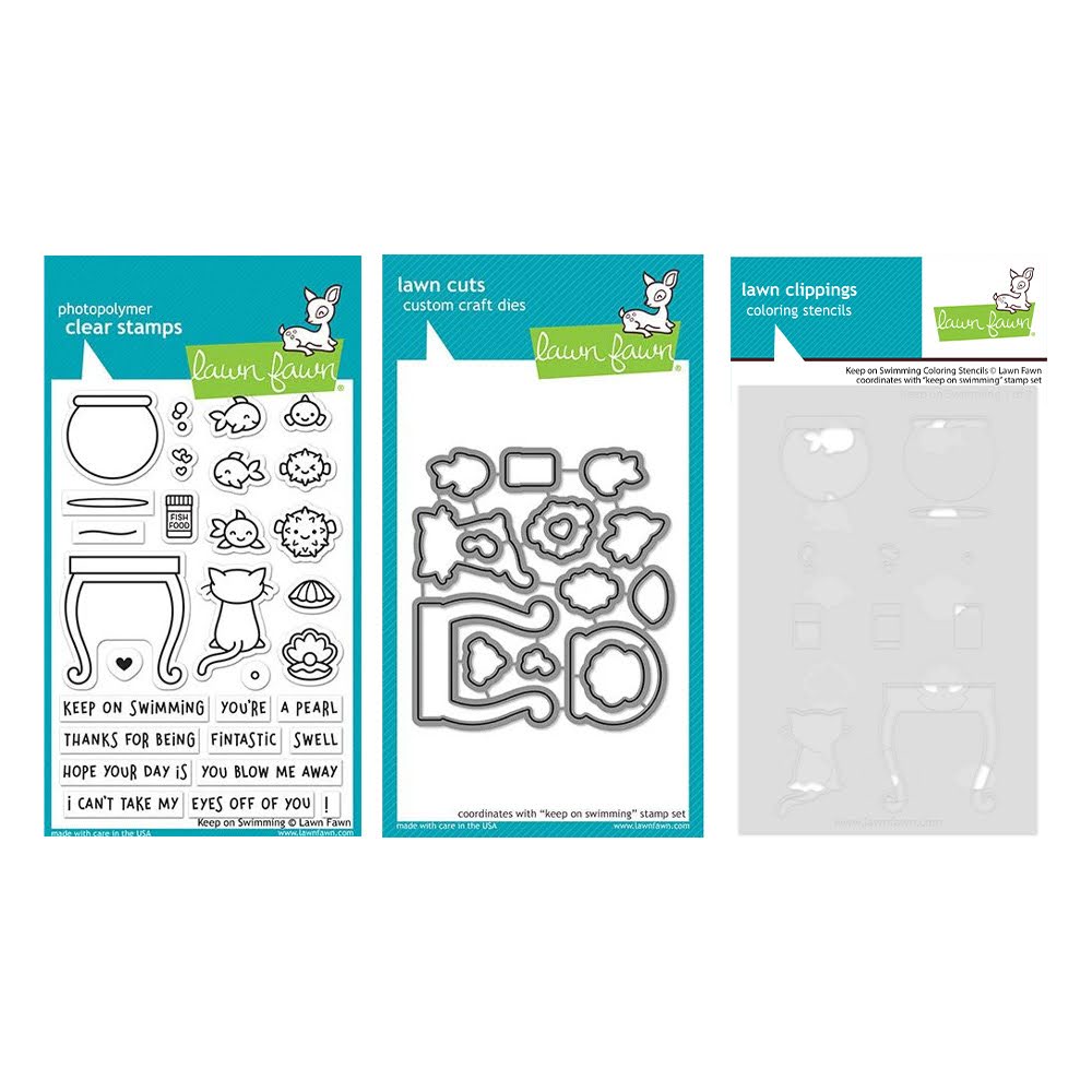 Lawn Fawn Keep on Swimming Stamps Dies and Coloring Stencils Set