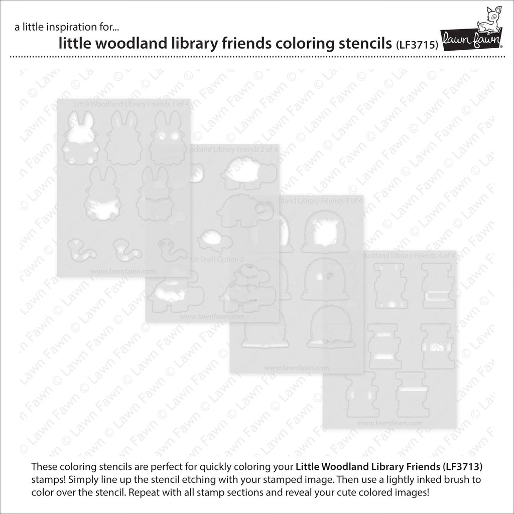 Lawn Fawn Little Woodland Library Friends Coloring Stencils lf3715 individual stencils