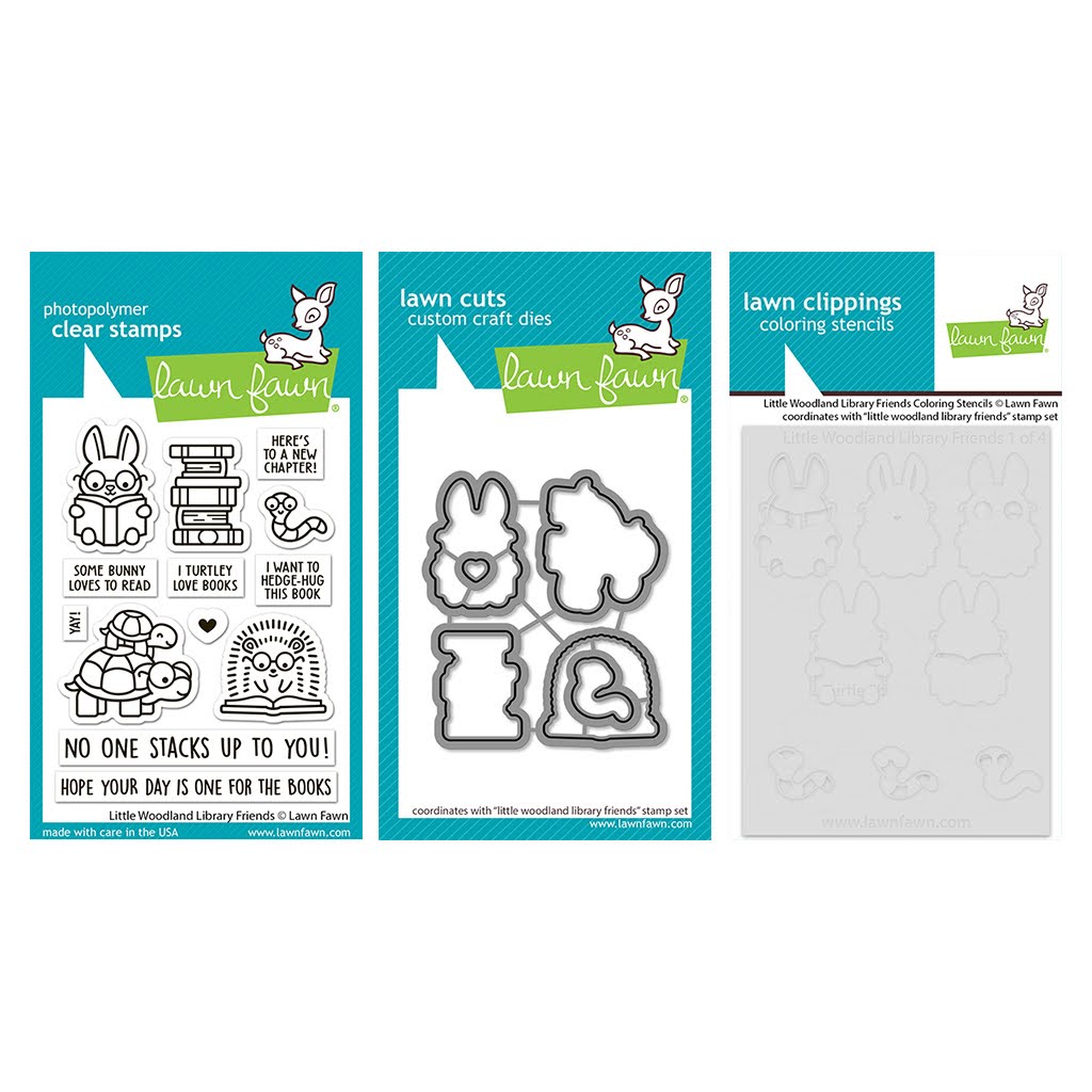 Lawn Fawn Little Woodland Library Friends Stamps Dies and Coloring Stencils Set