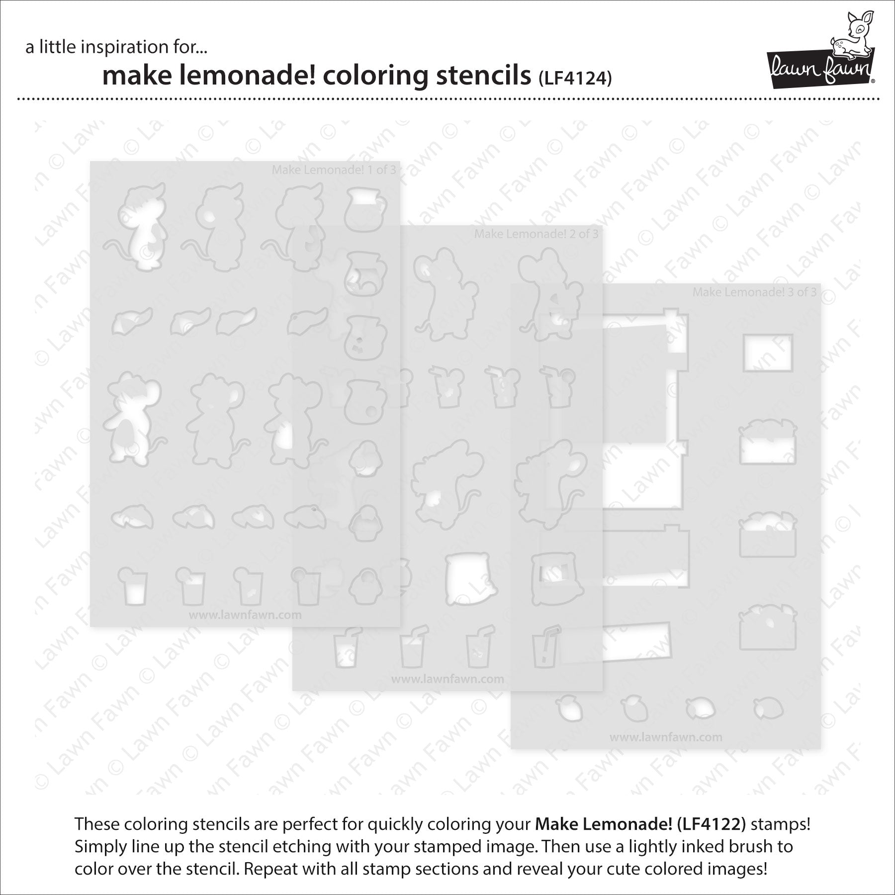 Lawn Fawn Make Lemonade! Coloring Stencils lf4124 individual stencils