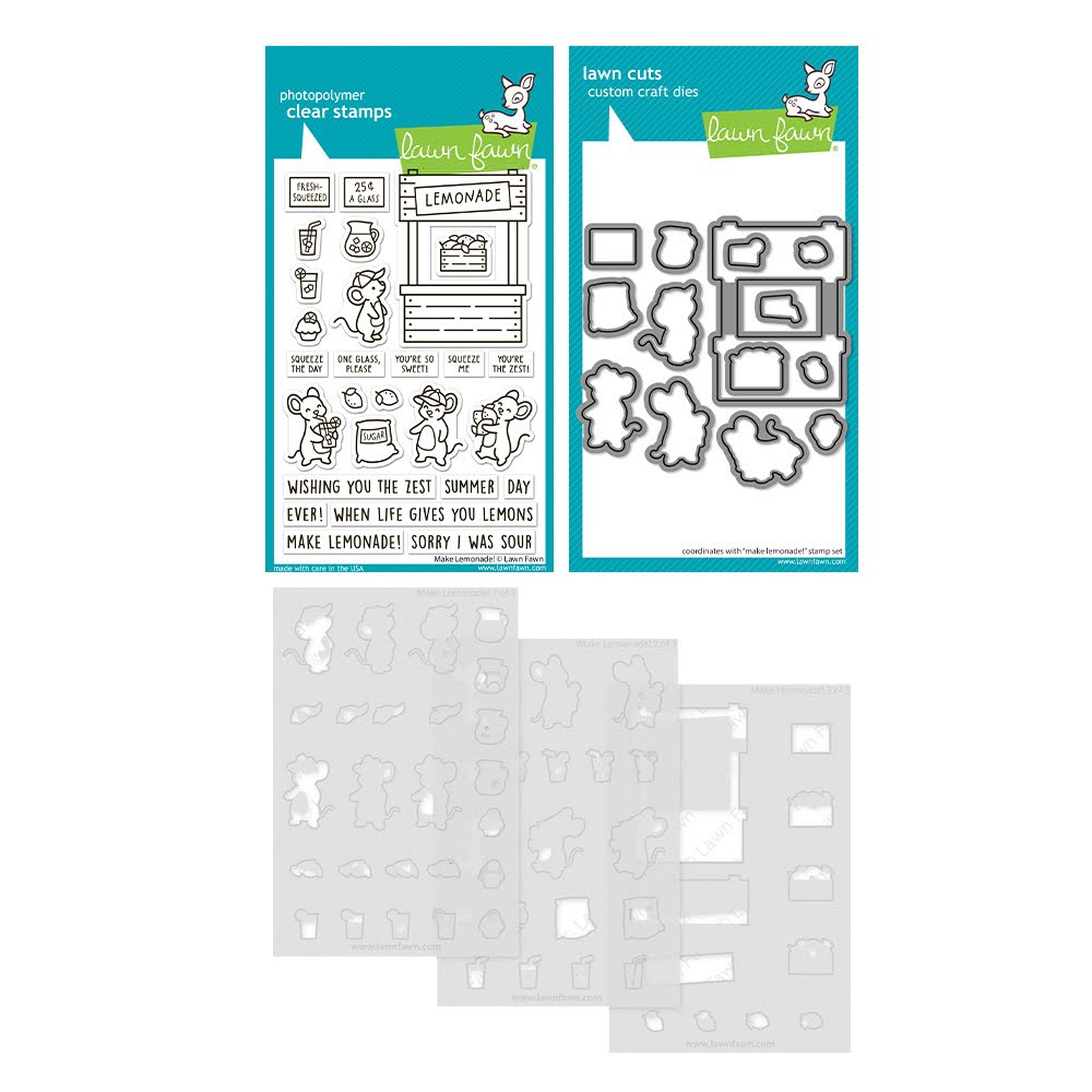 Lawn Fawn Make Lemonade! Stamps Dies and Coloring Stencils