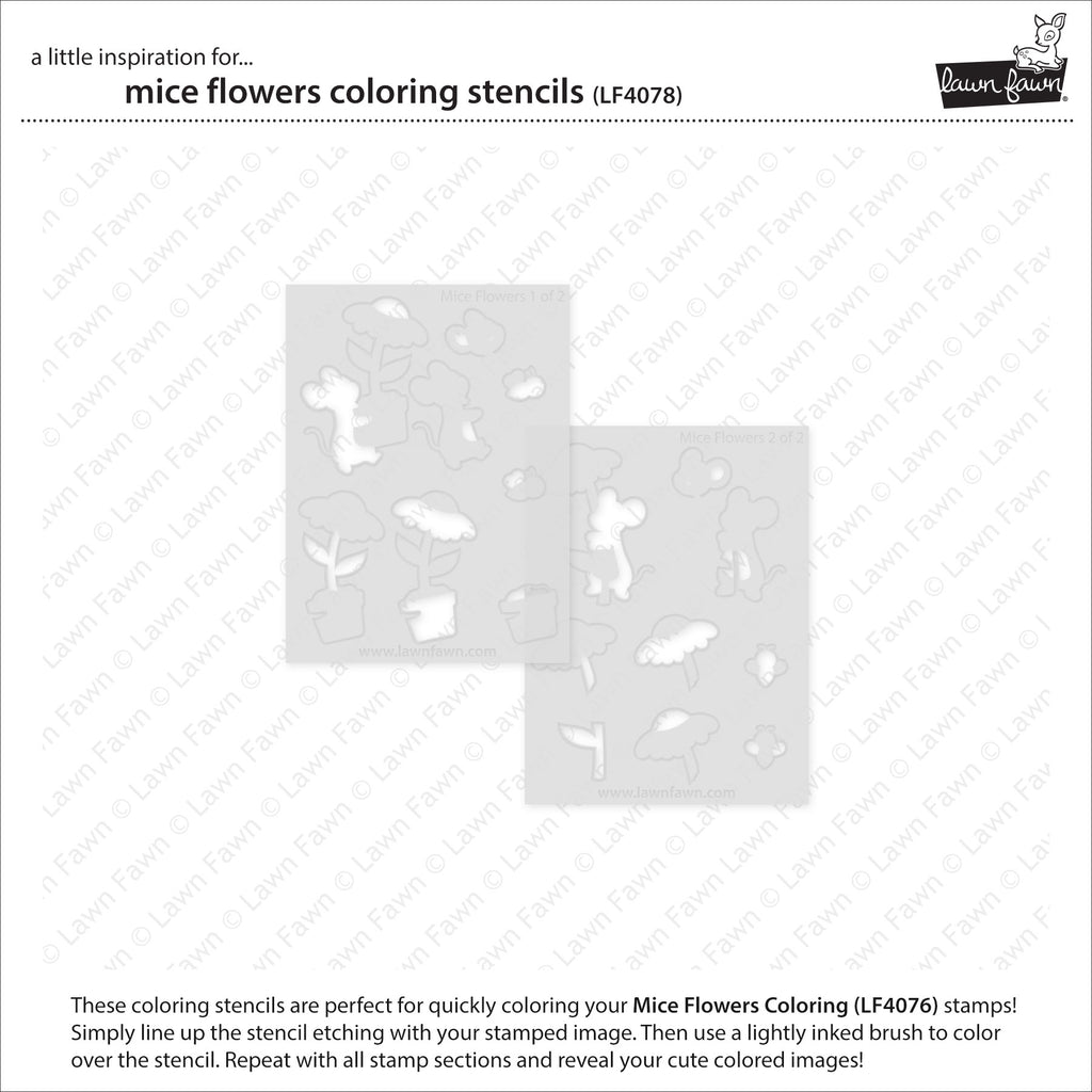 Lawn Fawn Mice Flowers Coloring Stencils lf4078 individual stencils