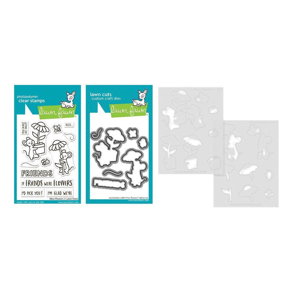 Lawn Fawn Mice Flowers Stamps Dies and Stencils