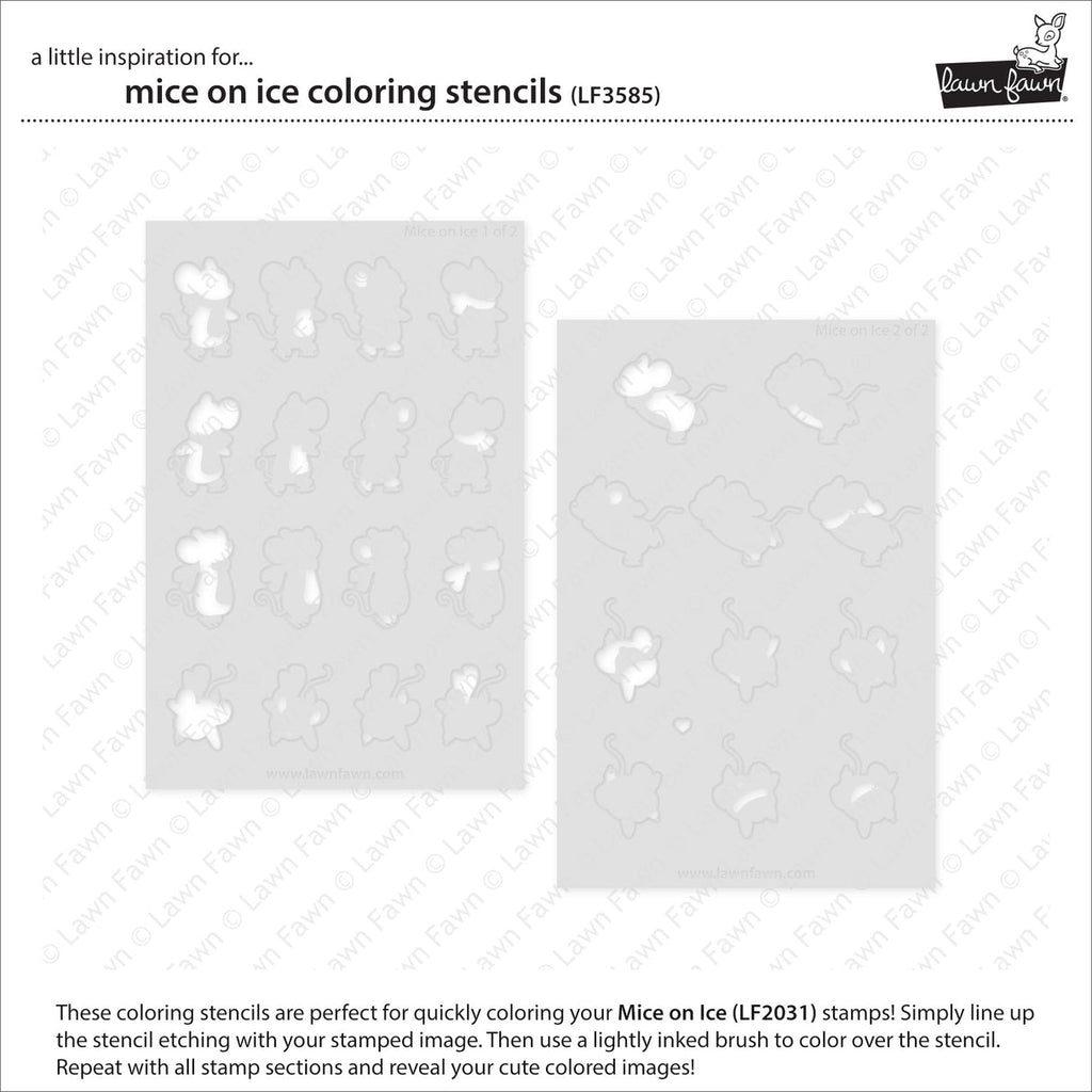Lawn Fawn Mice On Ice Coloring Stencils lf3586 Individual Stencils