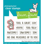 Lawn Fawn Mice Tools Add-On Dies lf4069 showing which stamp will be cut with coordinating die