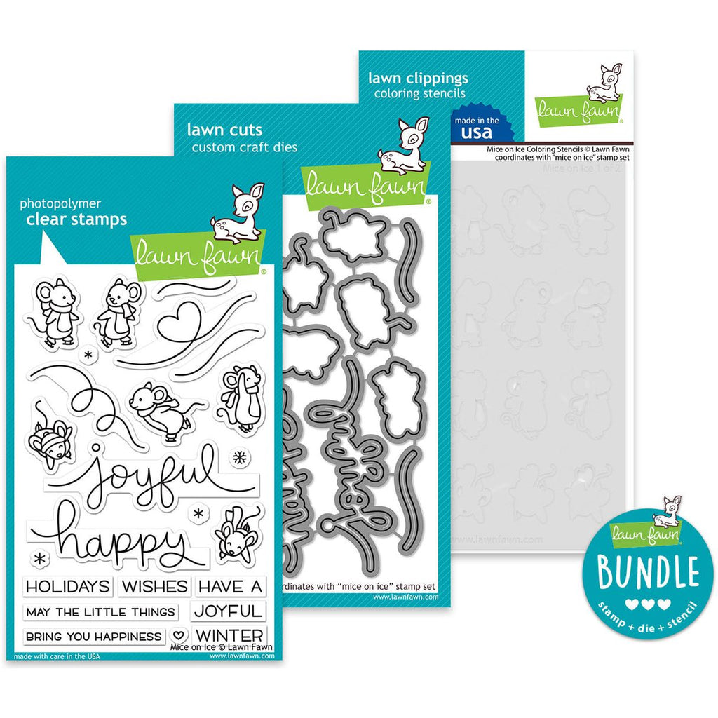 Lawn Fawn Mice on Ice Stamps Dies and Coloring Stencils Bundle