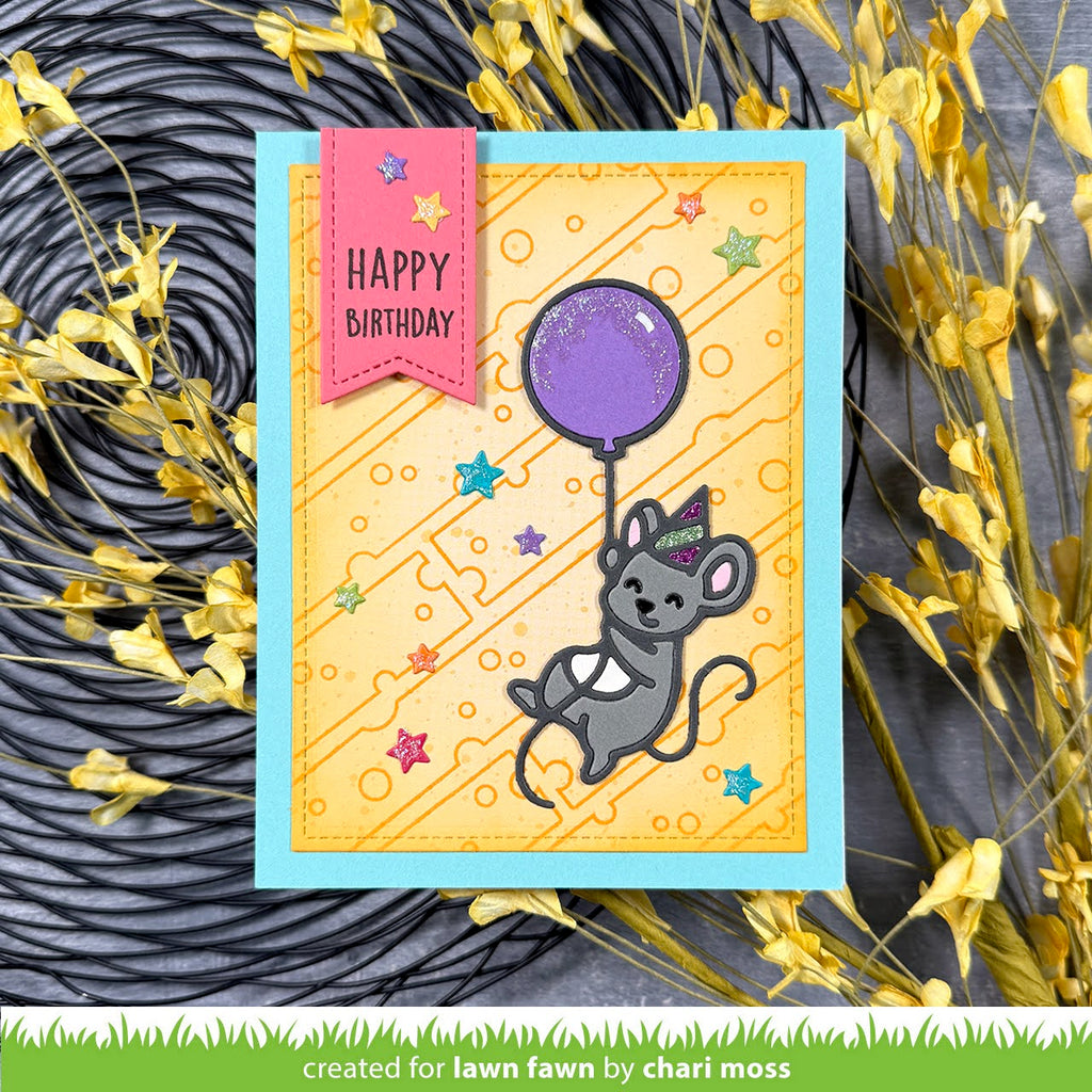 Lawn Fawn Party Mouse Dies lf3732 Happy Birthday cheese background