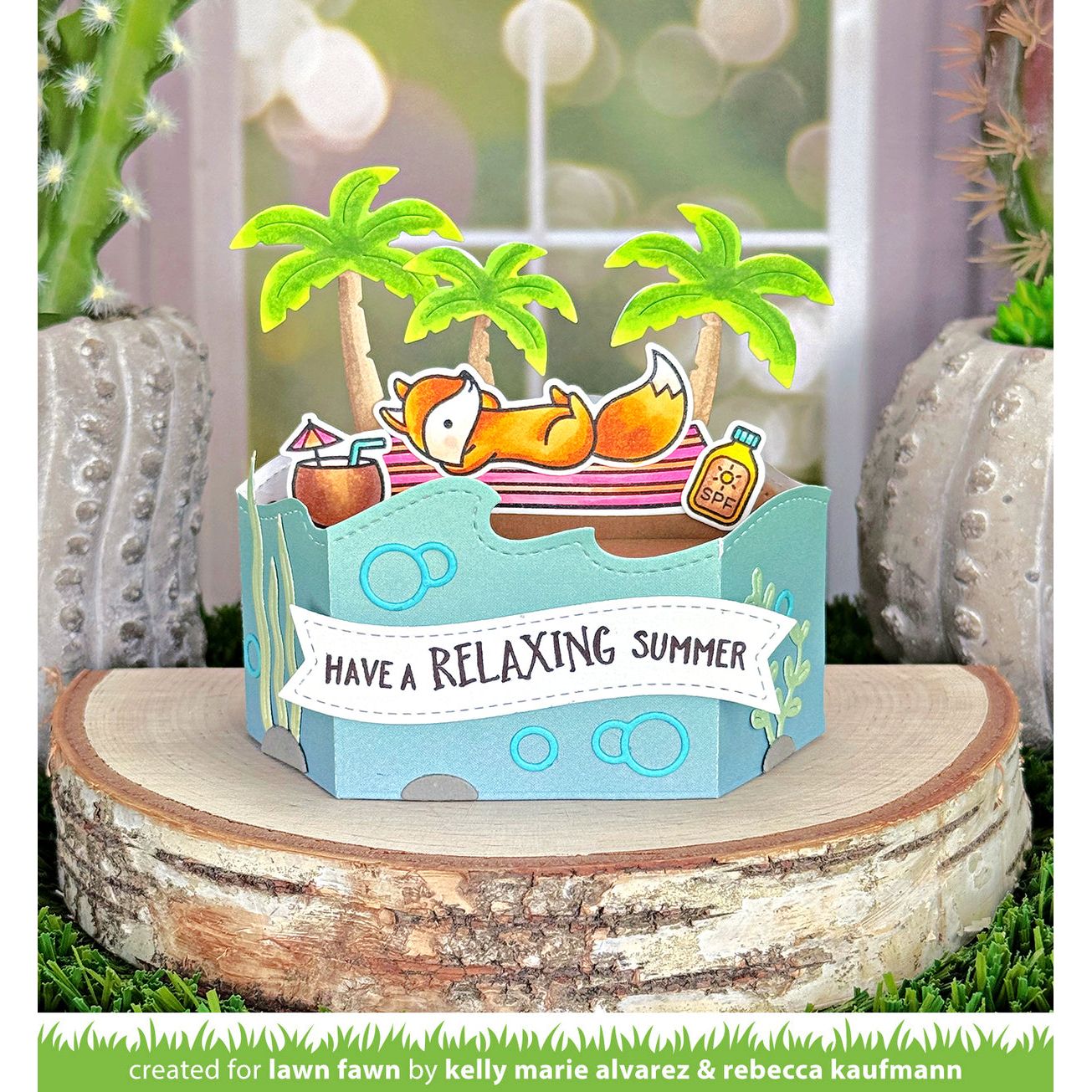Lawn Fawn Platform Pop-Up Palm Tree Inserts Dies lf3802 relaxing