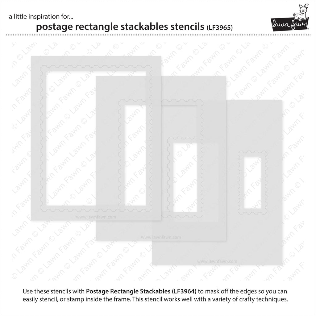 Lawn Fawn Postage Rectangle Stackables Stencils lf3965 set of 3