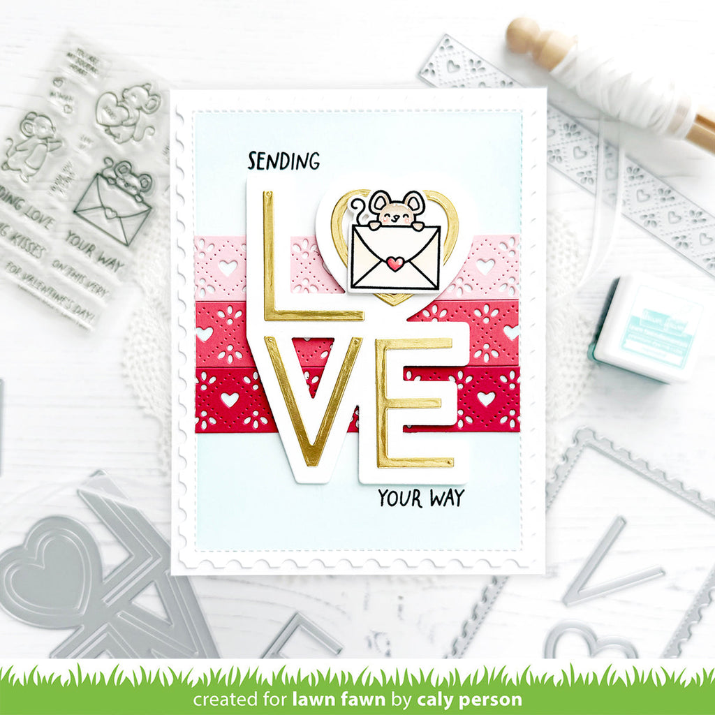 Lawn Fawn Quilted Heart Border Die lf3961 sending love your way