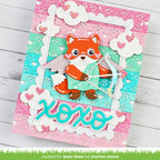 Lawn Fawn Quilted Heart Border Die lf3961 with fox and bow and arrow
