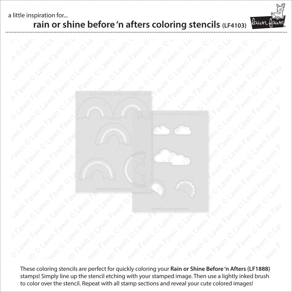 Lawn Fawn Rain or Shine Before 'n Afters Coloring Stencils lf4103 each stencil