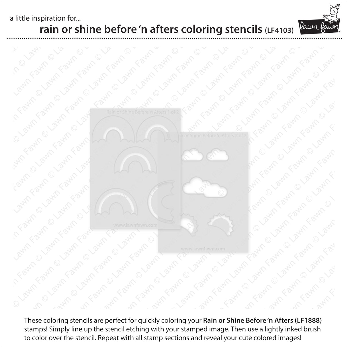 Lawn Fawn Rain or Shine Before 'n Afters Coloring Stencils lf4103 each stencil